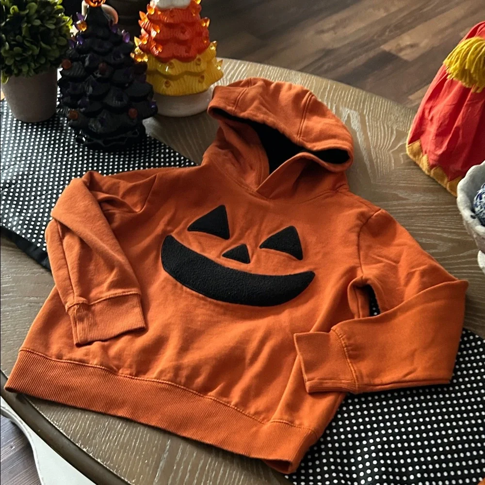 Gymboree Kids Black & Orange Jack-o’-lantern Pumpkin Hoodie Sweatshirt size 8